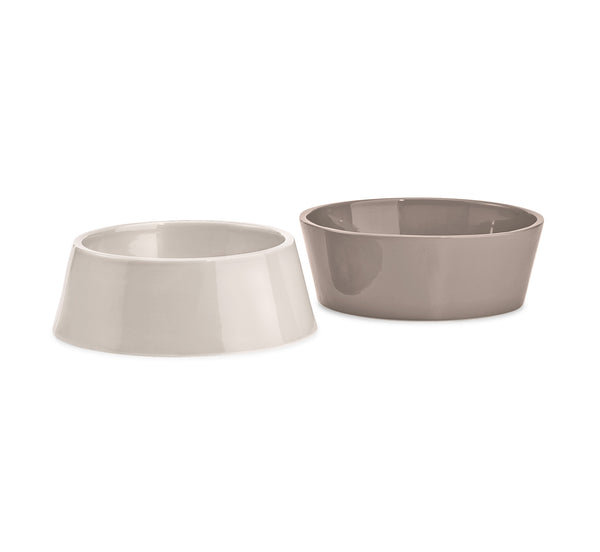 MiaCara Doppio Dog Bowl Set Porcelain Nougat Beige