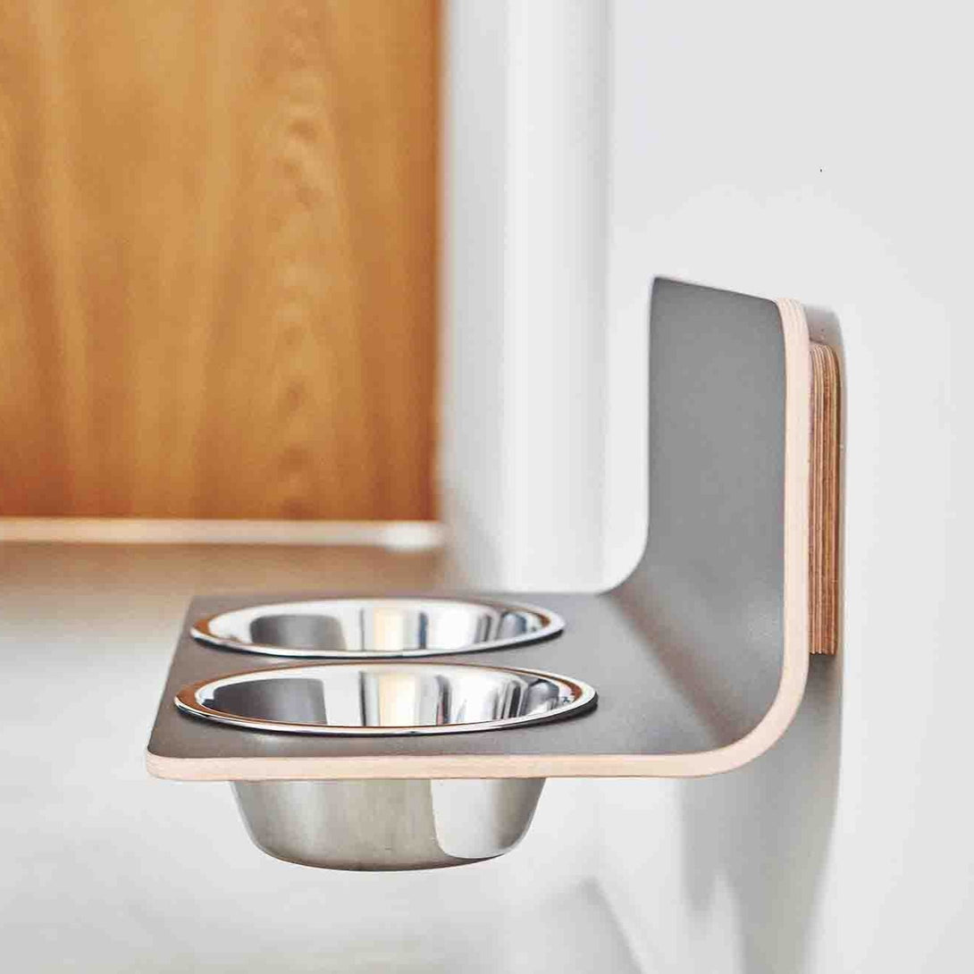 Designer Arco Dog Feeder - Stainless Steel Bowls