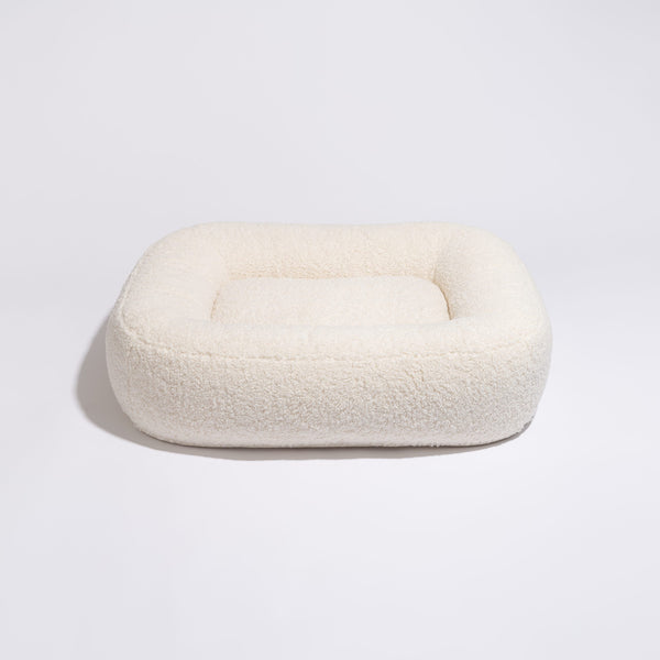 Fluffy Aesthetic Eco-Friendly Dog Bed Pillow Villa Pebble White